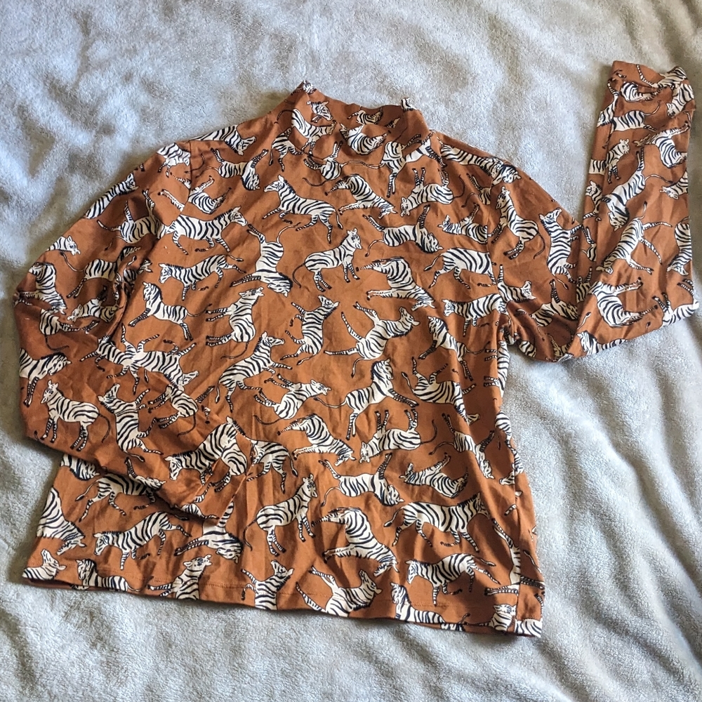 Anthropologie Zebra long sleeve mock neck
